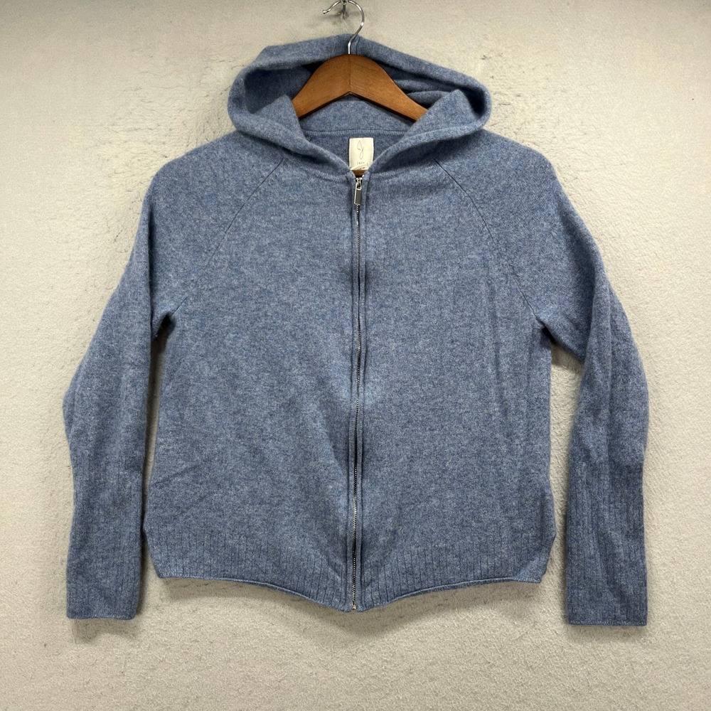 Joie Full Zip Hoodie Womens Medium Blue 100% Cashmere Long Sleeve Casual Soft